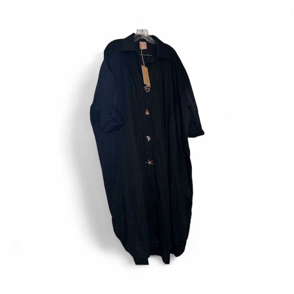 Black Oversized Button-Up Dress